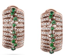 2.52ct Round Diamond Emerald 14K Rose Gold Anniversary Wedding Hoops Earrings