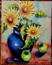Sunflowers Oil paint on stretched canvas ready to hang.
