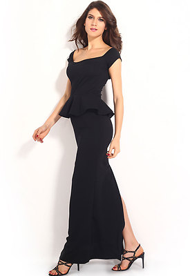 chinese dress ladies Women's Gwen Peplum Crepe Maxi Dress Customize Black Mean Blvd main image 0