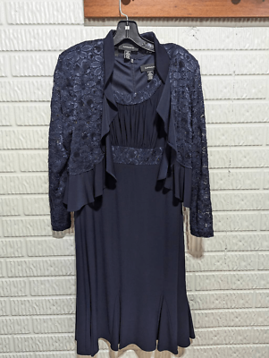 R & M Richards Women's Navy Blue 2-Piece Dresses & Lace Jacket Beaded Trim Size | eBay R & M Richards Women's Navy Blue 2-Piece Dresses & Lace Jacket Beaded Trim Size | eBay