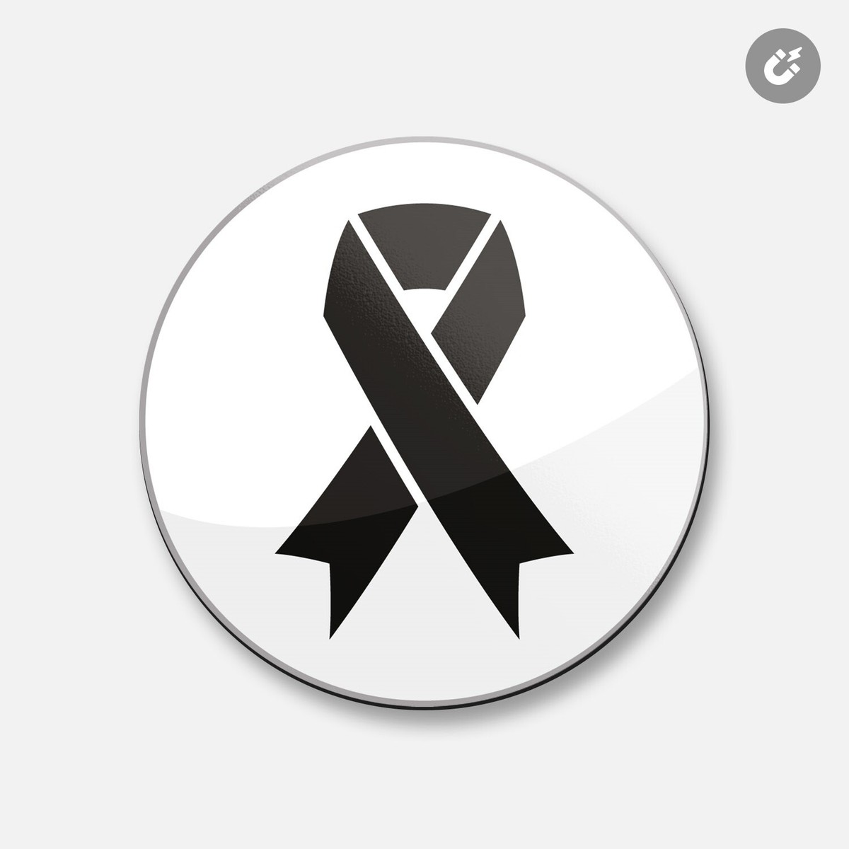 Black Ribbon - Mourning, Death, Melanoma | 4'' X 4'' Round