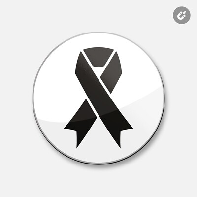 Black Ribbon - Mourning, Death, Melanoma | 4'' X 4'' Round