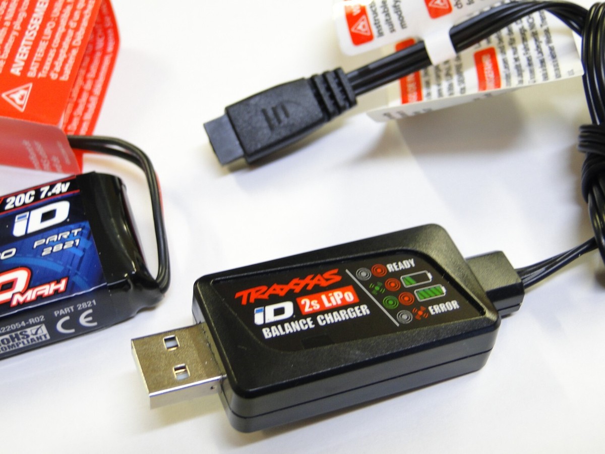 FITS TRAXXAS TRX-4M 1/18 Battery & Charger iD 2-Cell 750MAH 20C