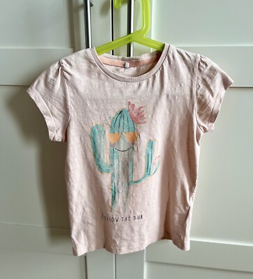 Name It Mädchen T-Shirt Gr. 116 Rosa Kaktus Print Kurzarm Sommer Statement