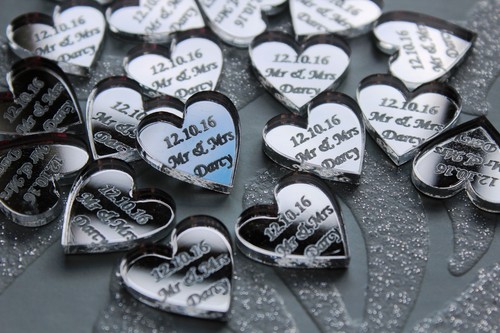 50 Personalised Mr & Mrs Love Hearts Wedding Favours Table Confetti Decorations - 第 2/2 張圖片