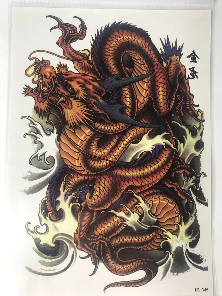 Detailed black and white unique dragon tattoo design whole image on Craiyon