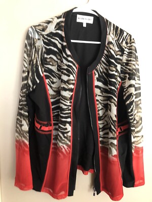 BROWNSTONE STUDIO Black & Red Animal Print Jacket  Size XL