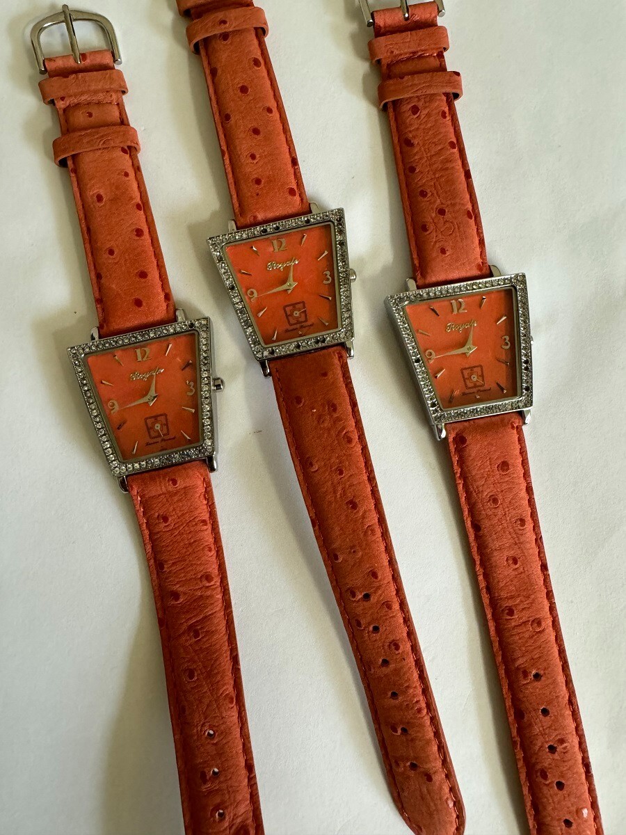 Lot of 3 Lucien Piccard Royale Trapeze Orange watches 263810R