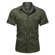 New Mens Military Short Sleeves Shirts Air Force Army Cotton Camisas Shirts Tops