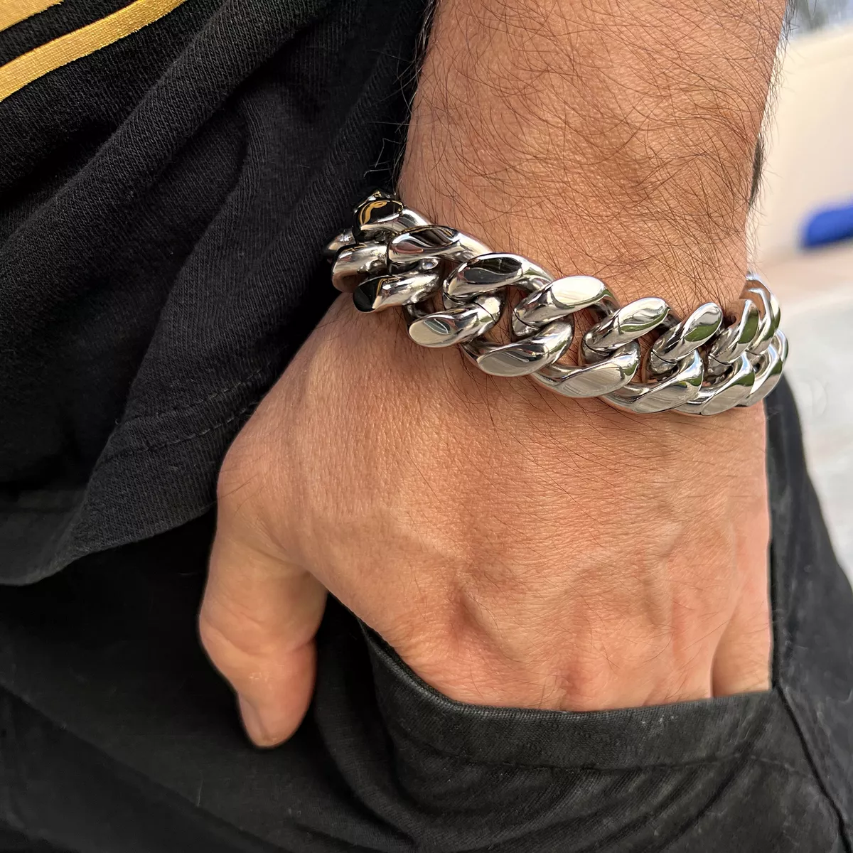 Men 316L Stainless Steel Miami Cuban Link Heavy Hip Hop Bracelet