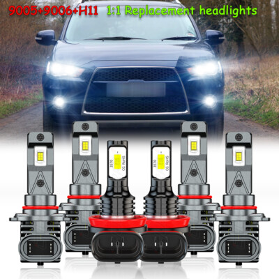 For Mitsubishi Outlander 2007-2013 White LED Headlight & Fog Light Bulbs Kit