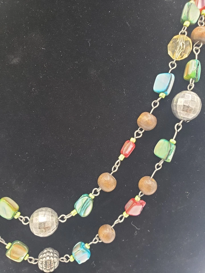 Colar de miçangas vintage feminino fio único 23" multicolorido - Imagem 2 de 4