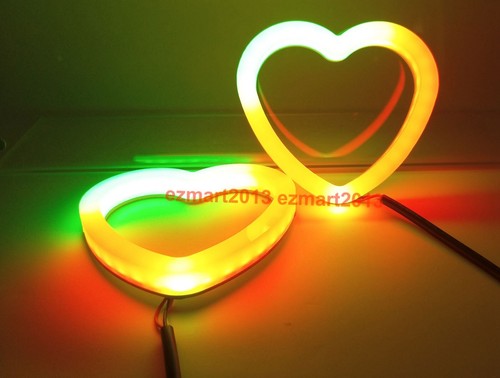 2X heart RGB halo ring Dream color Chasing Turn Signal Flow dynamic angel eye - Picture 9 of 20