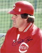 PETE ROSE HIT KING CINCINNATI REDS CHARLIE HUSTLE  AUTOGRAPHED 8 X 10 PHOTO JSA