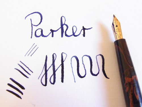RARE 1900´s PARKER 20 Red Mottled Lucky Curve Eyedropper Pen Flexy EF EF-BB - Picture 7 of 8