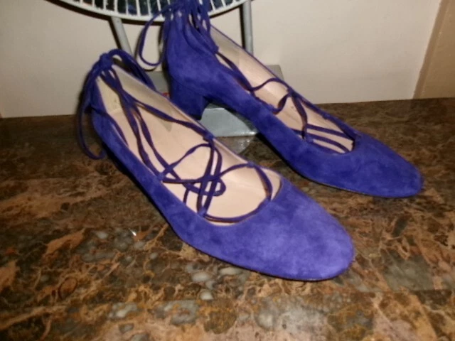 Новый J. Crew $218 на шнуровке низкий каблук в замше блестящий фиолетовый f4867 размер 12 - Изображение 3 из 4