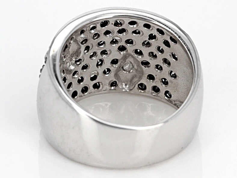 Anillo para hombre de ónix negro y blanco brillante circonita cúbica 2,35 TCW rodio sobre plata 925 Foto 3 de 4