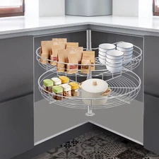 2-Tier Adjustable Corner Cabinet?Organizer Versatile Corner Cabinet Organizer