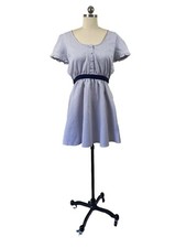 Lucca Couture Urban Outfitters Dress 6 Blue White Striped Short Puffy Sleeve...