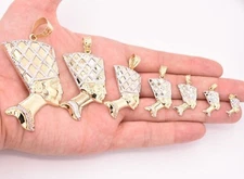 Egyptian Queen Nefertiti Head Diamond Cut Pendant Real 10K Yellow White Gold
