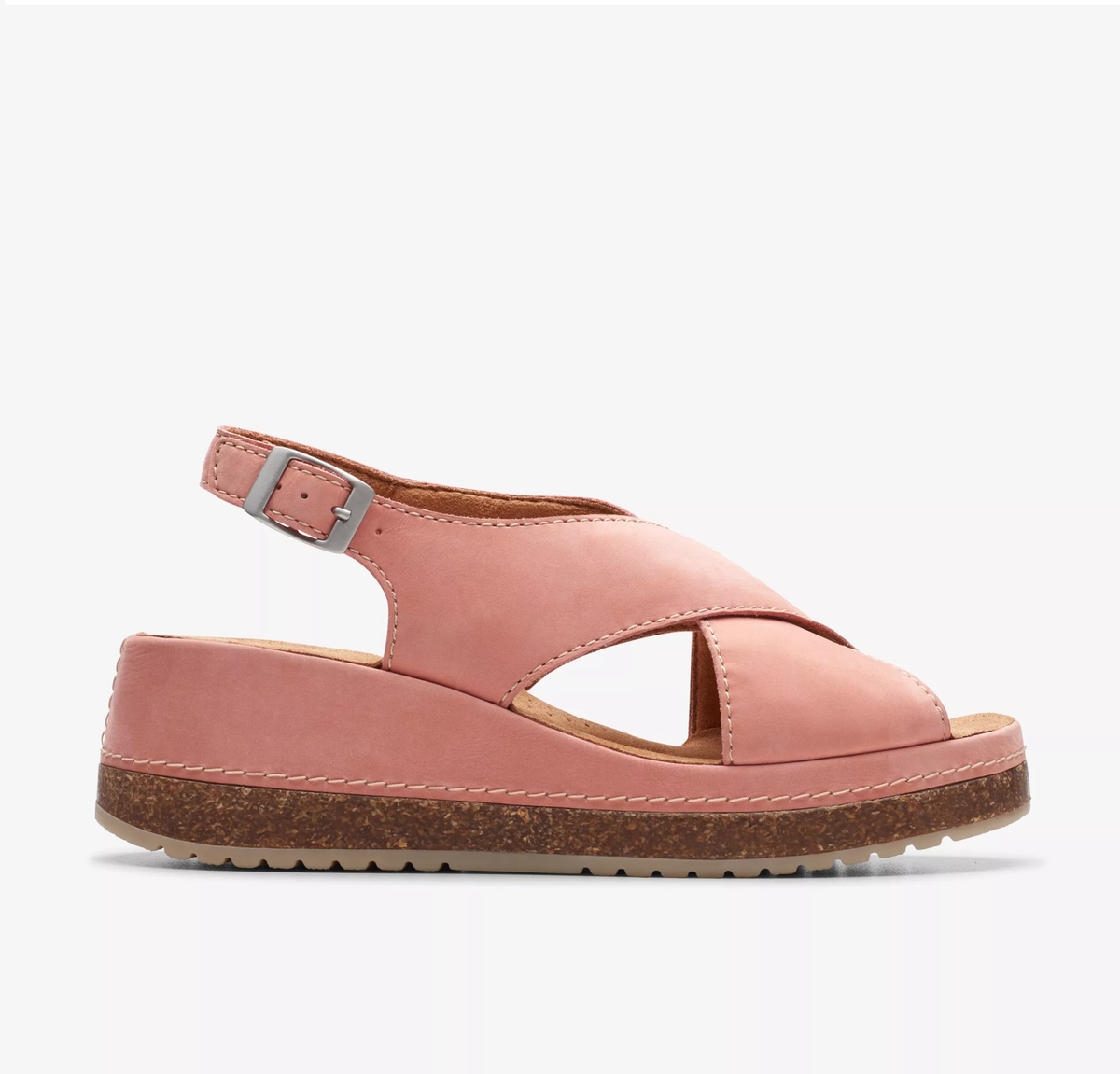 Clarks Sandalo Con Zeppa Da Donna – Modello Kassanda Step – Colore Sabbia (Nubuck) – Tacco Comodo, Taglia 37.5 EU