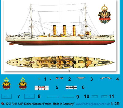 Peddinghaus 1/1250 ep 3286 SMS Kleiner Kreuzer Emden