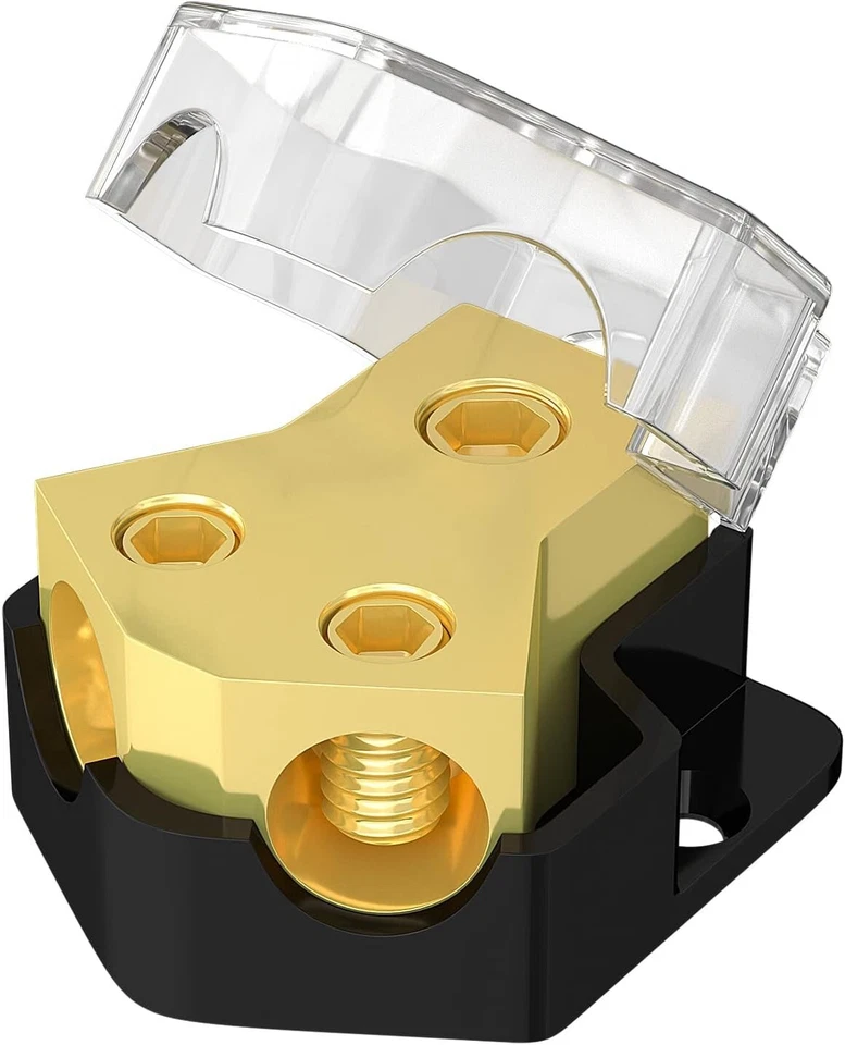 Car Audio Power Distribution Block 12V 2 Way Ground Splitter 0 2 4 Gauge - Image 3 of 4