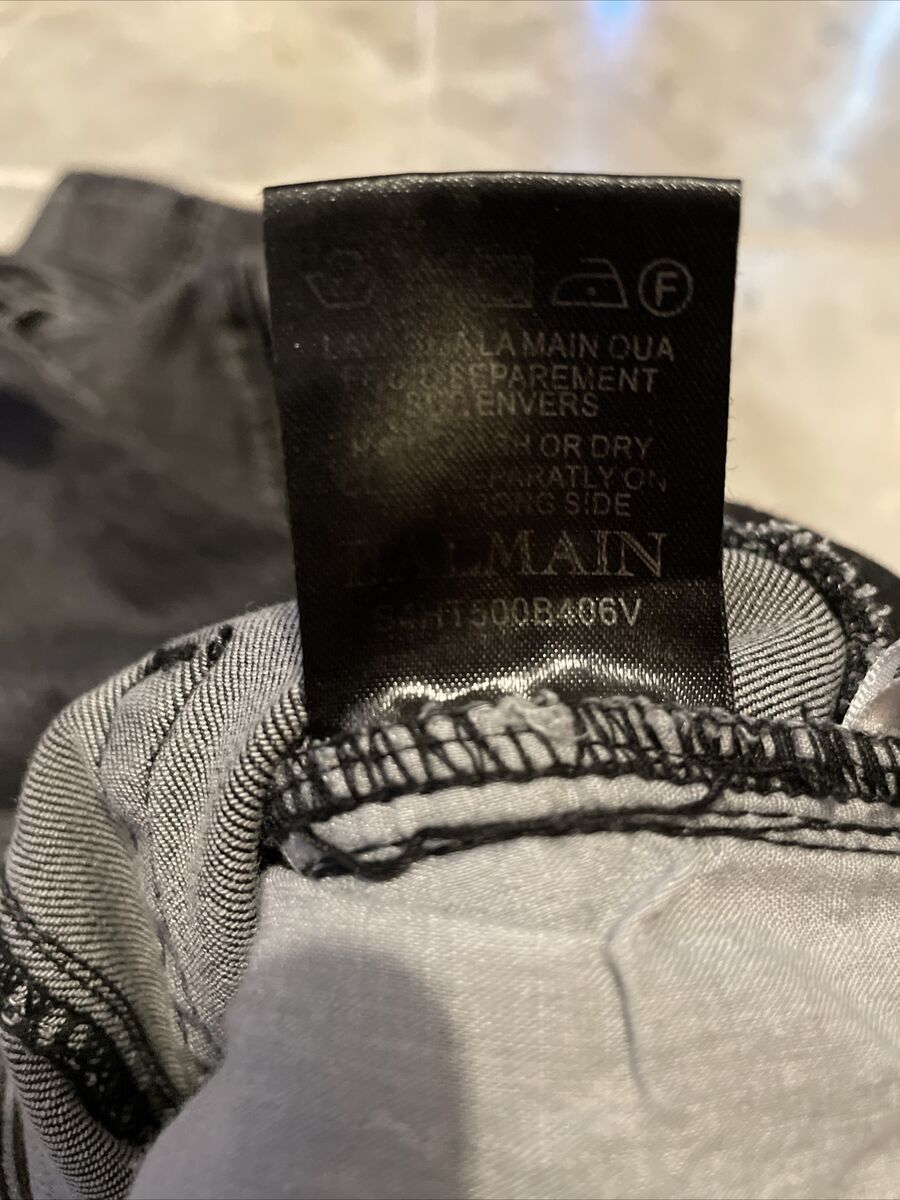BALMAIN PARIS Moto Biker Zip Jeans Black Stretch Pants Mens BALMAIN PARIS Moto Biker Zip Jeans Black Stretch Pants Mens