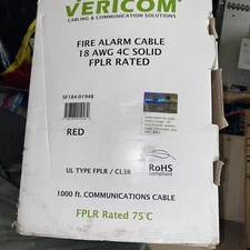 1000FT Unshielded Solid Fire Alarm Cable 18/4 Copper Wire 18AWG FPLR CL3R