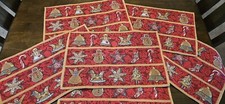 VTG Christmas Tapestry Placemats Tree, Gingerbread, Candy Cane, Angel, Bell. x6.