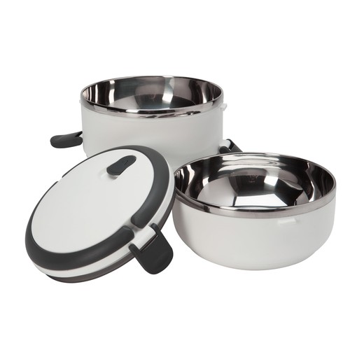2 Compartment Stainless Steel Lunch Box - Picture 2 of 3