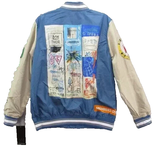 NWT Members Only x Jean Michel Basquiat Jacket Mens Medium Blue Thor Superman - Picture 1 of 5