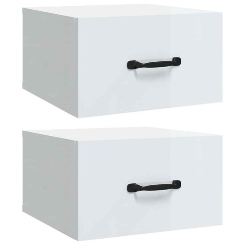 NNEVL Wall-mounted Bedside Cabinets 2 pcs High Gloss White 35x35x20 cm - Picture 2 of 10