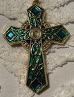 Vtg 1 Metal 10 Gold Resin, Plastic Christmas Multicolor Jeweled Cross Ornaments — photo 7