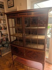 Exquisite Georgina Style Yew Wood Display Cabinet - Birdseye Grain & Inlay