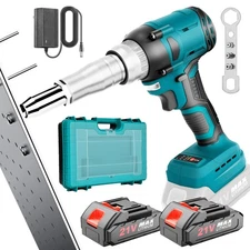 Cordless Rivet Gun with 2×2.0Ah Battery, Automatic Electric Rivet Gun Tool Br...