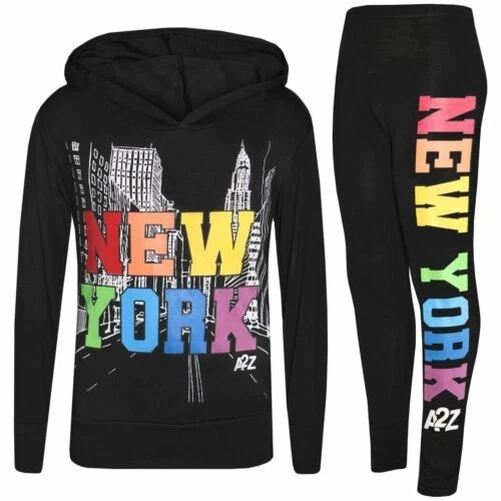 Kids Black New York Hooded Set Active Summer Wear Girls 2 Piece Outfit
Opens in a new window or tab