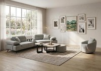 Sofa Set Sessel Couchtisch Hocker Beistelltisch Modern Grau Edel Luxus