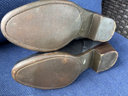 Lucky Brand Bareesa Black Leather Ankle Boots 7.5 US Bootie Low Heel Zip Close - Picture 10 of 12