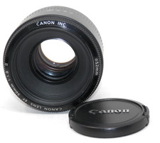 Canon EF 50mm F/1.8 Camera Lens   1:1.8 Black w/Lens Cap No Haze or Fungus