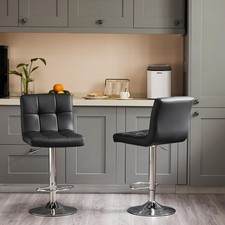 Bar Stools Set of 2, 24 inch Counter Height Bar Stools, Upholstered Modern Ki...