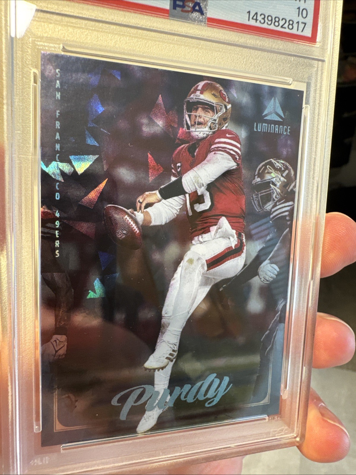 2025 Luminance Brock Purdy Platinum 1/1 PSA 10 view 4