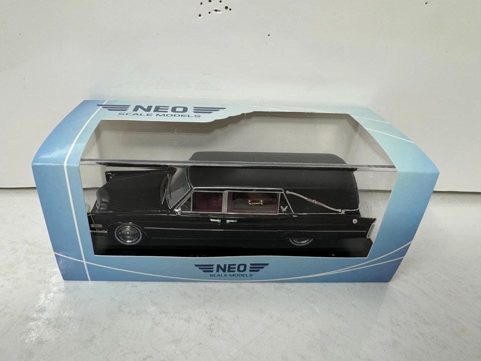 NEO Scale Models 1966 Cadillac S&S Landau Hearse Black 1:43 Diecast - Image 3 of 4