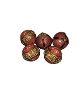Set Of 5 MCM Ornate Decorative Hand Painted Wooded Sphere Balls Orbs Centerpiece