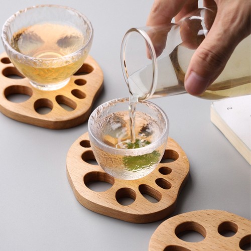 4PCS Eco-friendly Lotus Root Cup Pad Non-Slip Wood Coasters Home - Picture 12 of 12