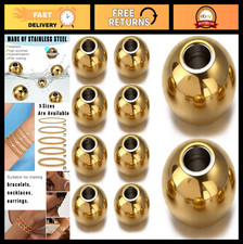 100 Pcs Gold Stainless Steel No Tarnish Beads for Jewelry Making, 8mm Craft Supp
