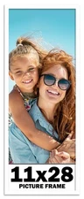 11x28 Frame White Wood Picture Photo Frame with UV Acrylic and Acid Free Backing