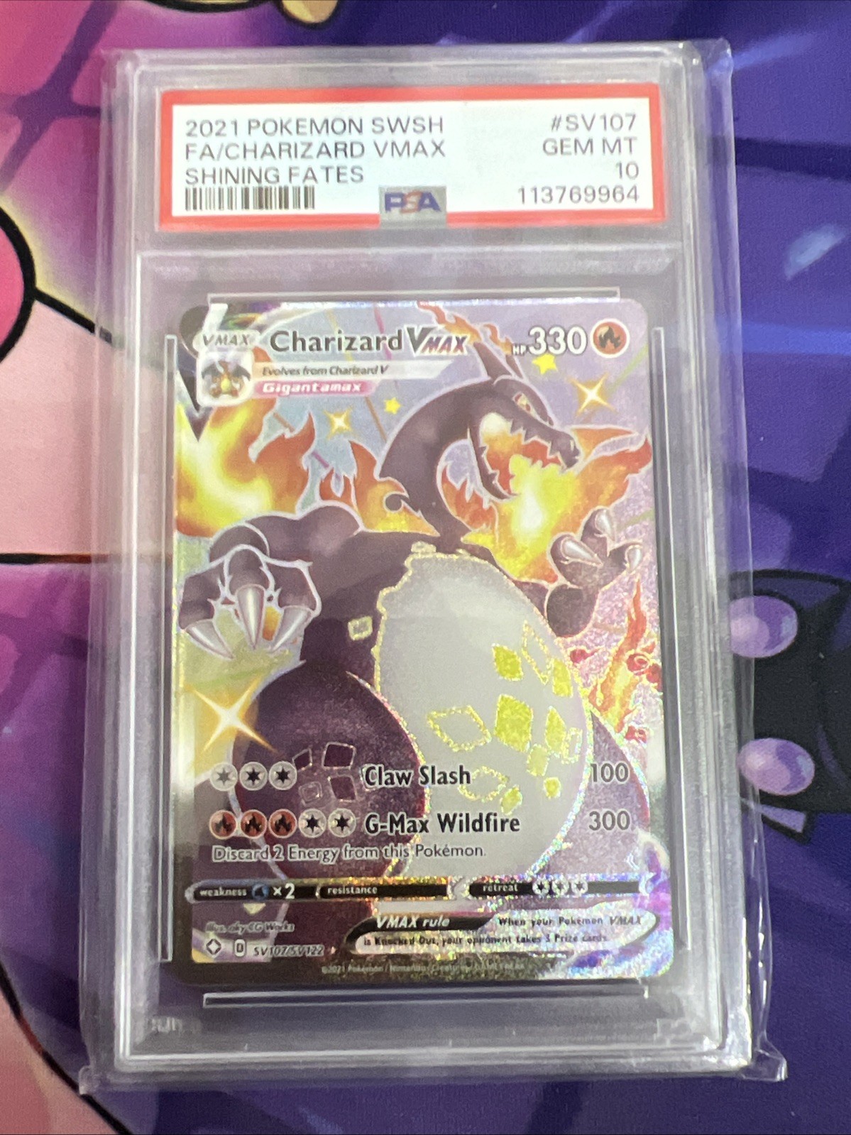 Pokemon Charizard VMAX Shining Fates Full Art #SV107 PSA 10 Gem Mint Card