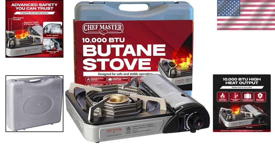 Fogão de bancada butano portátil 10.000 BTU com estojo rígido e desligamento de segurança - Imagem 2 de 4