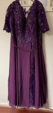 Purple Chiffon Lace Evening Gown Mother of the Bride Dress Formal Plus 22W NWT